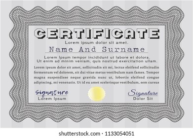 Grey Diploma template. Customizable, Easy to edit and change colors. Complex background. Excellent design. 