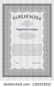 Grey Diploma template. Customizable, Easy to edit and change colors. With great quality guilloche pattern. Money style design. 