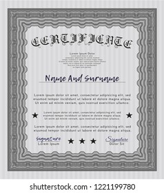 Grey Diploma template. Customizable, Easy to edit and change colors. With background. Cordial design. 