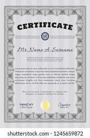 Grey Diploma template. Customizable, Easy to edit and change colors. With complex background. Excellent design. 