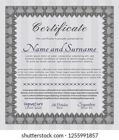 Grey Diploma template. Customizable, Easy to edit and change colors. With great quality guilloche pattern. Modern design. 