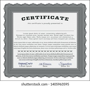 Grey Diploma template. Customizable, Easy to edit and change colors. Easy to print. Artistry design. 