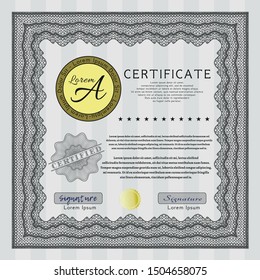 Grey Diploma template. Customizable, Easy to edit and change colors. With great quality guilloche pattern. Elegant design. 