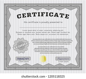 Grey Diploma template. Detailed. Complex background. Money style design. 