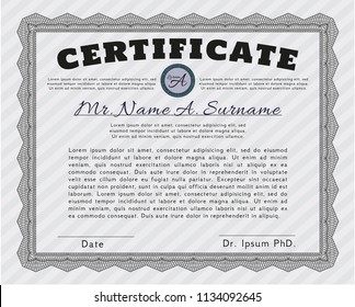 Grey Diploma template. Detailed. Printer friendly. Elegant design. 