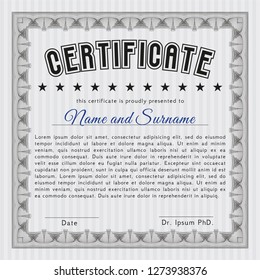 Grey Diploma template. Elegant design. Customizable, Easy to edit and change colors. With guilloche pattern. 