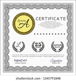 Grey Diploma template. Elegant design. Customizable, Easy to edit and change colors. With linear background. 