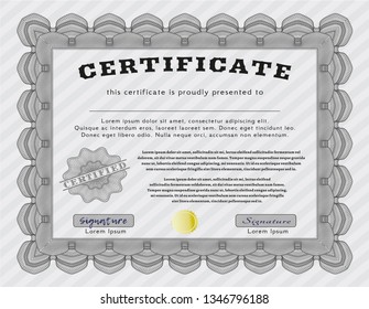 Grey Diploma template. Elegant design. With quality background. Customizable, Easy to edit and change colors. 