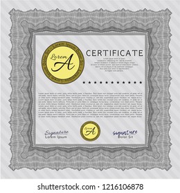 Grey Diploma template. Good design. Vector illustration. With guilloche pattern. 