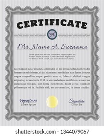 Grey Diploma template. Good design. Detailed. Printer friendly. 