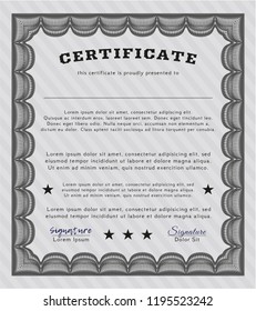 Grey Diploma template. With great quality guilloche pattern. Money Pattern. Vector illustration. 