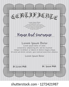 Grey Diploma template. With guilloche pattern. Perfect design. Customizable, Easy to edit and change colors. 