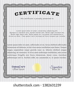Grey Diploma template. With guilloche pattern and background. Money Pattern. Detailed. 
