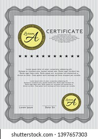 Grey Diploma template. With guilloche pattern. Customizable, Easy to edit and change colors. Money style design. 