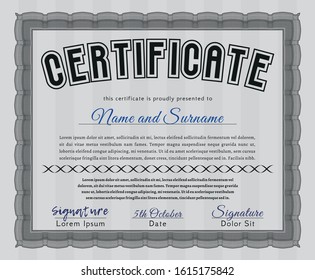 Grey Diploma template. With guilloche pattern and background. Customizable, Easy to edit and change colors. Superior design. 