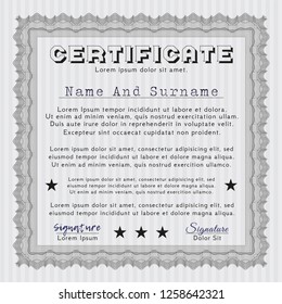 Grey Diploma template. With linear background. Customizable, Easy to edit and change colors. Money Pattern. 