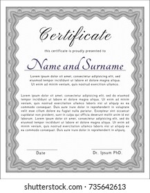 Grey Diploma template. With linear background. Retro design. Customizable, Easy to edit and change colors. 