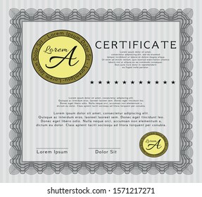 Grey Diploma template. Modern design. With quality background. Detailed. 
