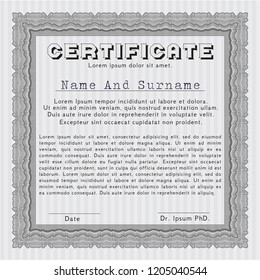 Grey Diploma template. Money design. With great quality guilloche pattern. Vector illustration. 