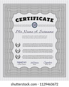 Grey Diploma template. Money Pattern design. Detailed. Printer friendly. 