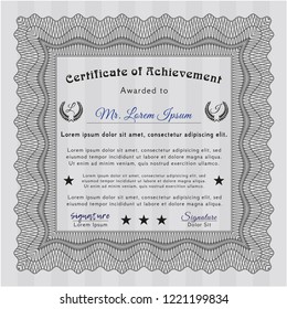 Grey Diploma template. Money Pattern. With complex background. Vector illustration. 