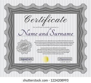 Grey Diploma template. Money Pattern. With background. Detailed. 