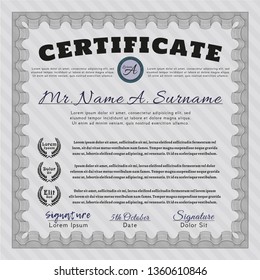 Grey Diploma template. Money style design. With great quality guilloche pattern. Customizable, Easy to edit and change colors. 