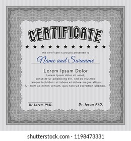 Grey Diploma template. Nice design. Customizable, Easy to edit and change colors. Easy to print. 
