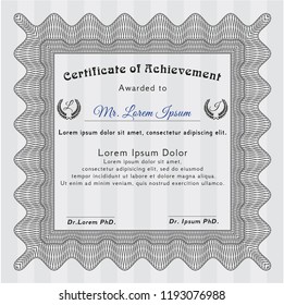 Grey Diploma template. Perfect design. Customizable, Easy to edit and change colors. With guilloche pattern. 