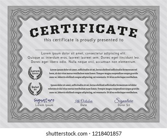 Grey Diploma template. Printer friendly. Elegant design. Vector illustration. 
