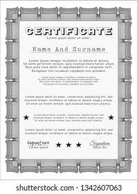 Grey Diploma template. Printer friendly. Beauty design. Customizable, Easy to edit and change colors. 