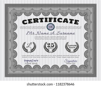Grey Diploma template. With quality background. Customizable, Easy to edit and change colors. Money Pattern. 