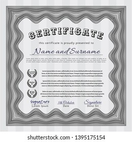 Grey Diploma template. Retro design. With guilloche pattern and background. Detailed. 