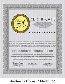 Grey Diploma template. Superior design. Detailed. Easy to print. 