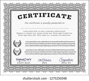 Grey Diploma template. Superior design. With guilloche pattern. Customizable, Easy to edit and change colors. 