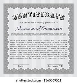 Grey Diploma template. Superior design. Customizable, Easy to edit and change colors. Complex background. 