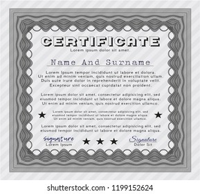 Grey Diploma template. Vector illustration. With quality background. Artistry design. 