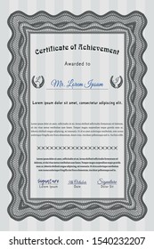 Grey Diploma template. Vector illustration. With guilloche pattern. Money Pattern design. 