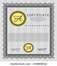 Grey Diploma. Vector illustration. With background. Modern design. 