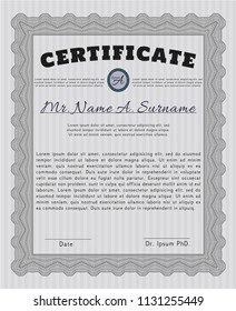 Grey Diploma. Vector illustration. Printer friendly. Sophisticated design. 