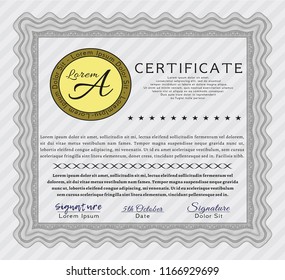 Grey Diploma. Vector illustration. With quality background. Elegant design. 