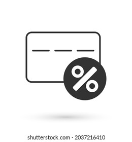 Grey Discount card with percent icon isolated on white background. Loyalty points card.  Vector