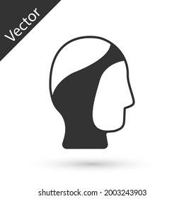 Icono del capó de buceo gris aislado en fondo blanco. Pesca de lanza en el casco de invierno. Equipamiento submarino para bucear.  Vector