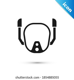 Icono de máscara de buceo gris aislado en fondo blanco. Deporte extremo. Equipamiento submarino para bucear.  Vector
