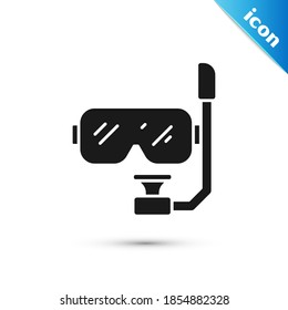 Grey Diving mask and snorkel icon isolated on white background. Extreme sport. Diving underwater equipment.  Vector