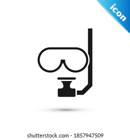 Grey Diving mask and snorkel icon isolated on white background. Extreme sport. Diving underwater equipment.  Vector