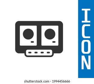 Grey DJ remote for playing and mixing music icon isolated on white background. DJ mixer complete with vinyl player and remote control.  Vector