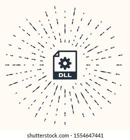 Grey DLL file document. Download dll button icon isolated on beige background. DLL file symbol. Abstract circle random dots. Vector Illustration
