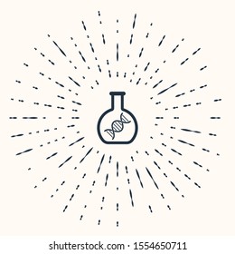 Grey DNA research, search icon isolated on beige background. Genetic engineering, genetics testing, cloning, paternity testing. Abstract circle random dots. Vector Illustration