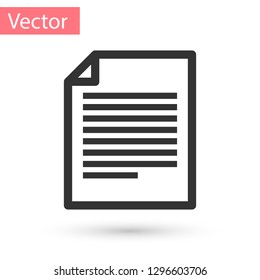 Grey Document icon isolated on white background. File icon. Checklist icon. Business concept. Vector Illustration